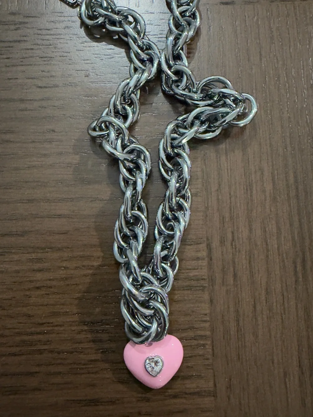 9th Avenue Silver Necklace with Pink Heart Charm